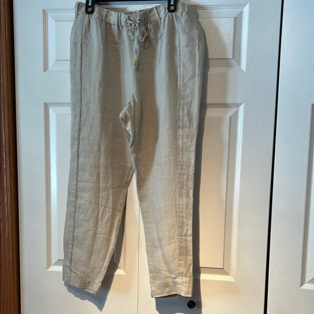 Ellen Tracy Women's Tan Linen Pants